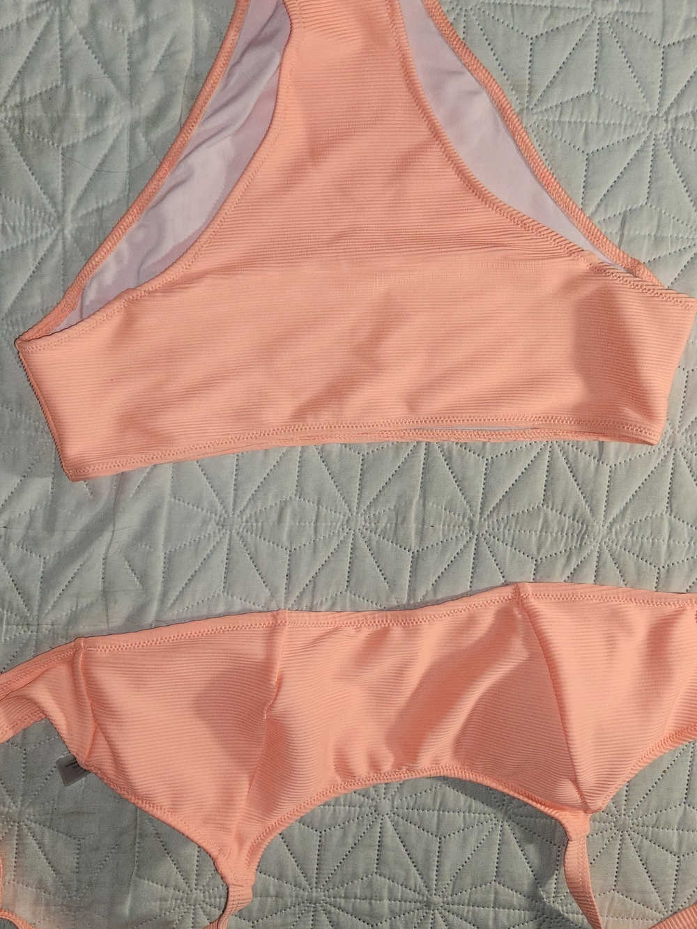 Women's Peach Ribbed Bikini Set - Brand: